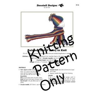 New Val Love for Dovetail Designs K1.6 Rainbow Hat & Scarf to Knit Pattern